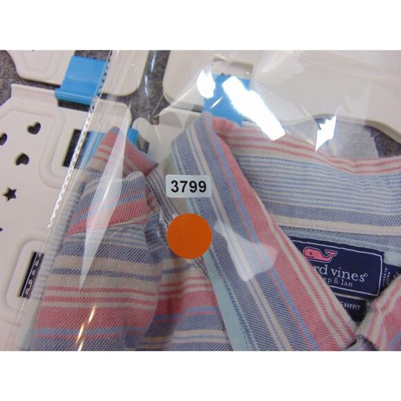 Vineyard Vines Slim Fit Crosby Shirt Mens XL Multicolor Stripe Cotton Linen - Picture 8 of 8